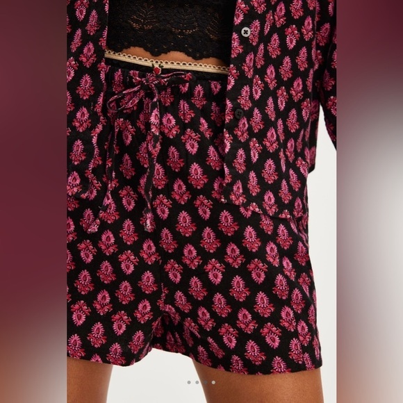 NWT Free People Intimately XS Flannel Play Date Set Cotton Black Combo New $98 - Picture 4 of 5